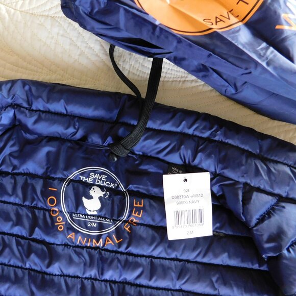 NWT Save The Duck Iris NLA Carly style navy Plumtech vegan down puffer jacket M - Picture 14 of 16